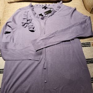 Talbots Lavender Ruffle-Trim Knit Top